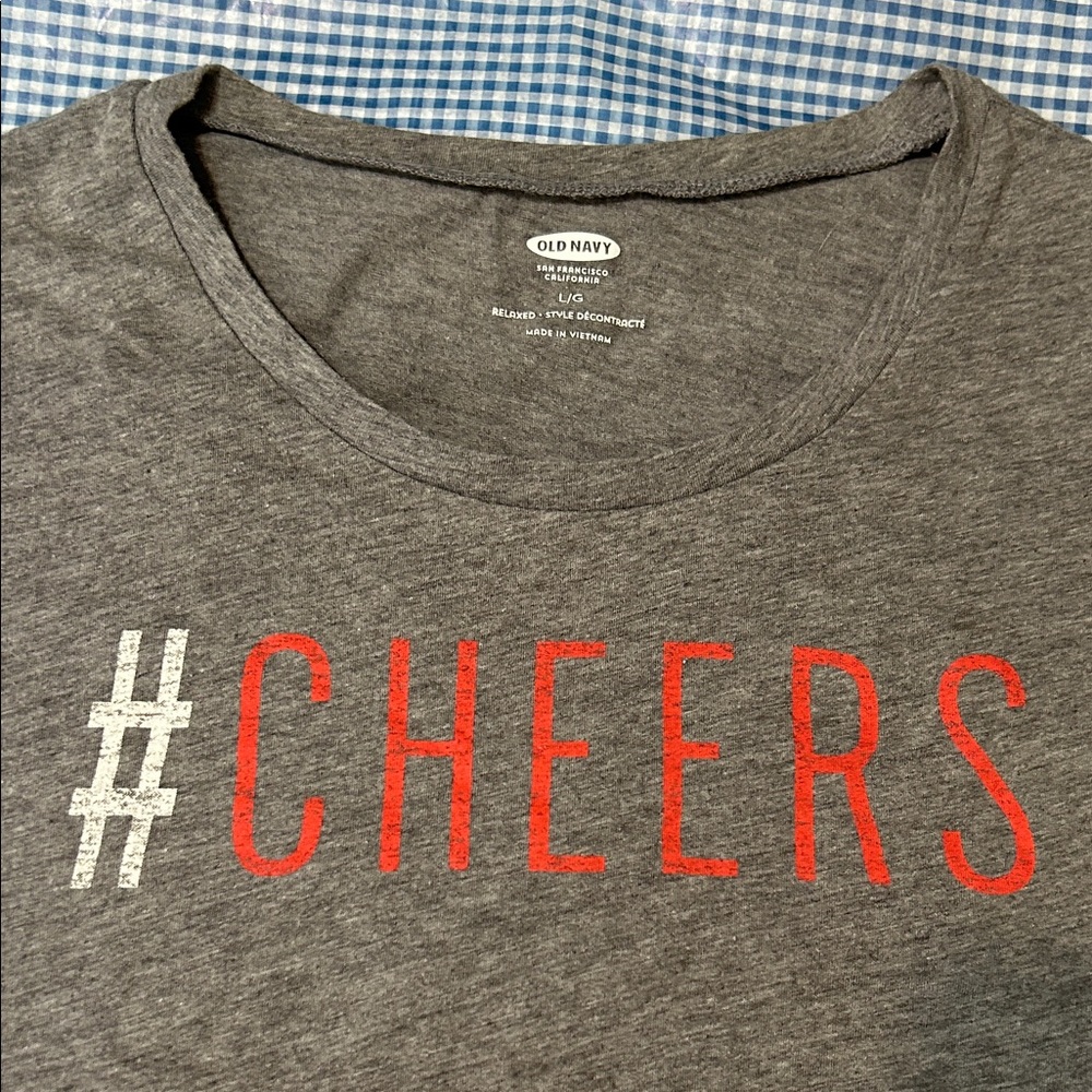 Old Navy Gray Tee with Red #CHEERS